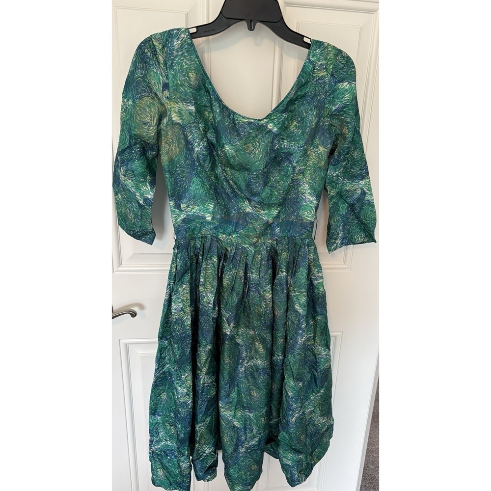 Vintage 1950's Gigi Young Blue Dianthus Print Silk Dress VGC Look!!